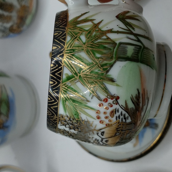 JAPANESE LITHOPHANE TEA SET - GEISHA GIRL PORCELAIN - GOLD HIGHLIGHTS - PERFECT - Picture 7 of 11